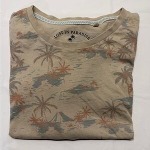 Free Planet Tan Palm Island Graphic Short Sleeve Tee